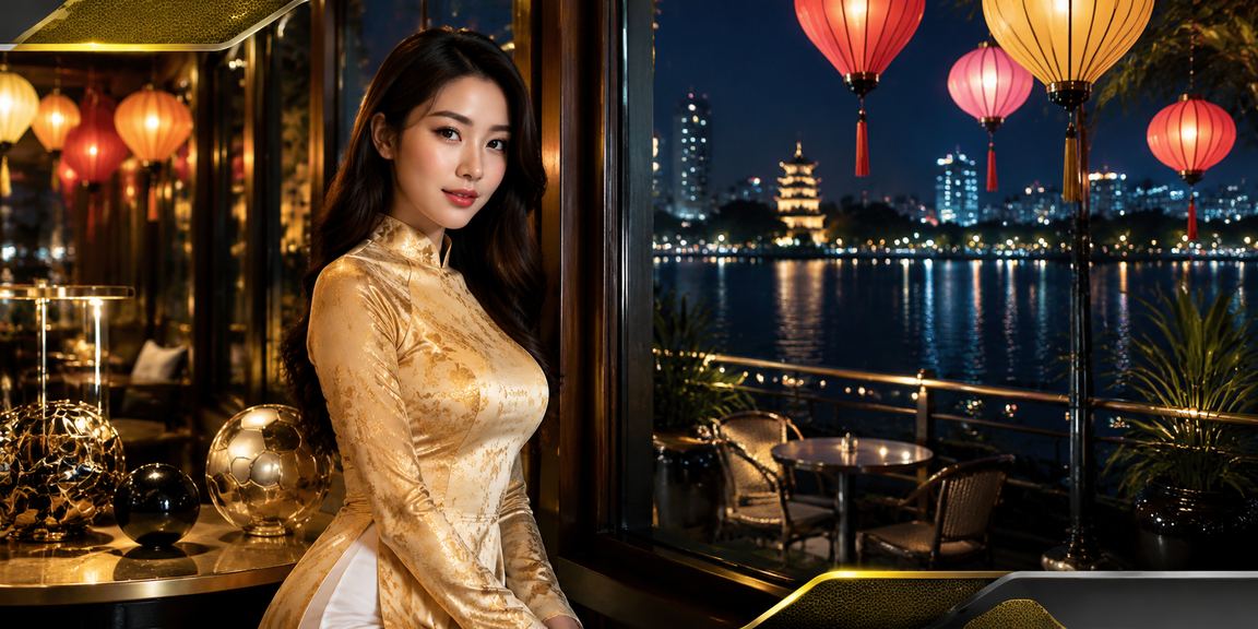Người dùng Hà Nội xem thông tin thể thao trên điện thoại trong bối cảnh áo dài