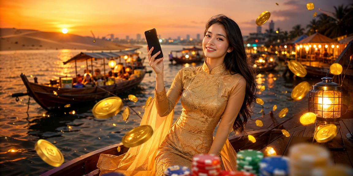 Người dùng Mũi Né xem casino di động trong bối cảnh áo dài Việt Nam